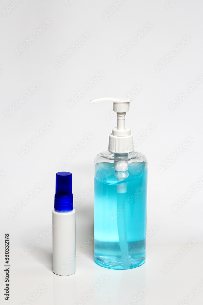 alcohol gel and spray isolated. protection against flu and coronavirus. Health care concept.Coronavirus prevention and hand sanitizer. alcohol gel and spray isolated. protection against flu and coronavirus. Health care concept.Coronavirus prevention and hand sanitizer.