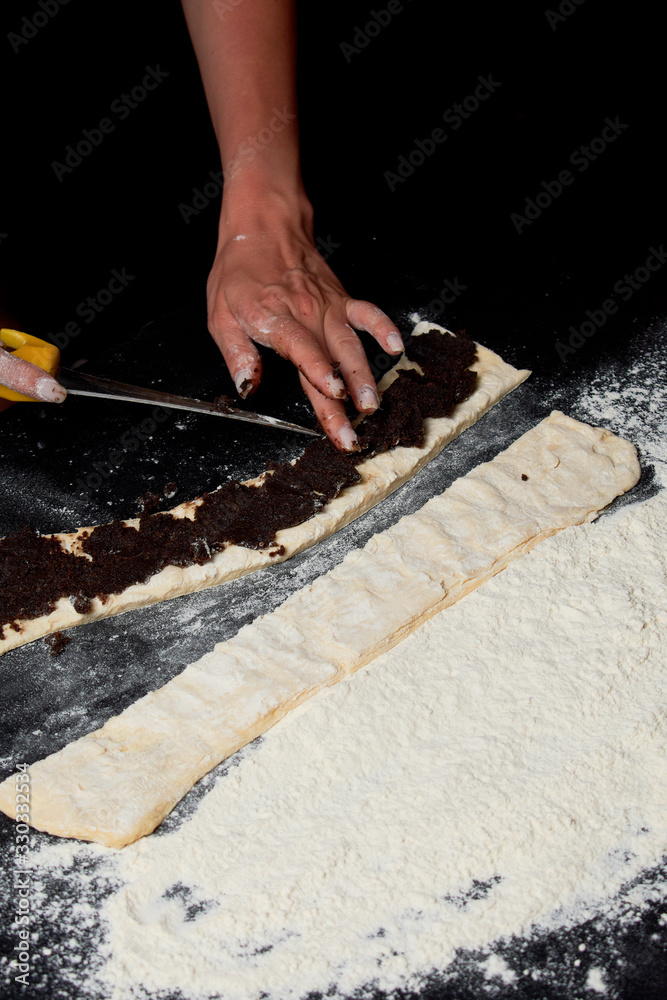 Baker prepares homemade cakes. Baker prepares homemade cakes.