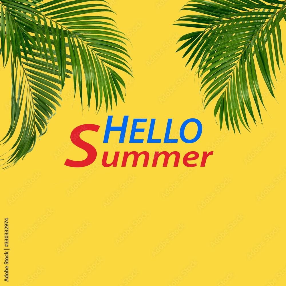 Obraz premium summer frame tropical palm background yellow