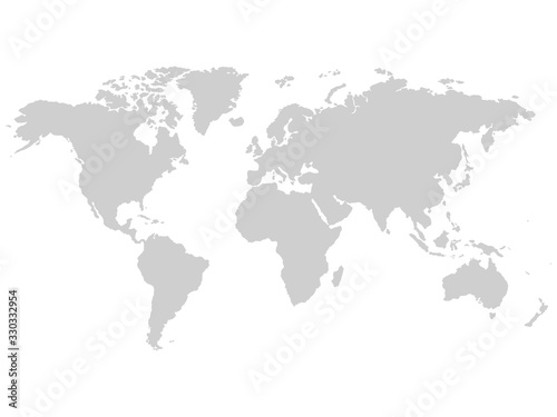 Gray vector world map  Earth illustration isolated on white background.