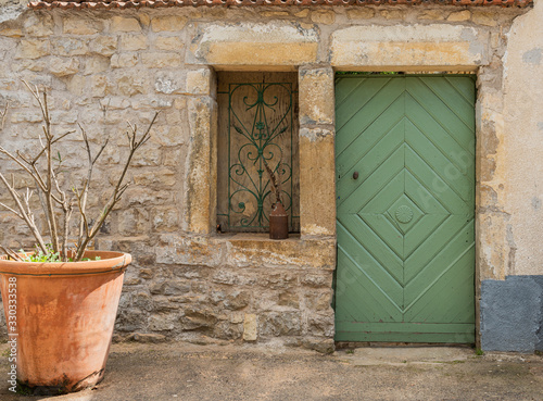 old weathered wooden door and window