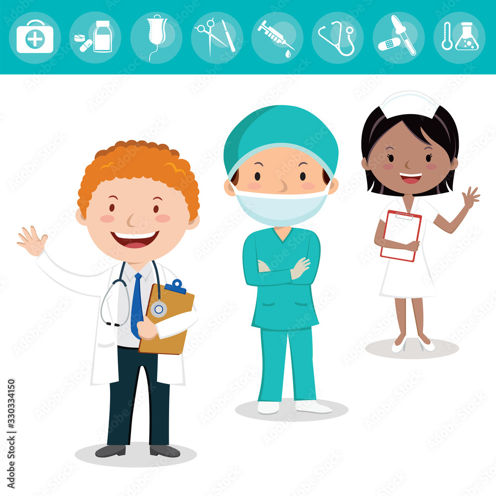 PrHealth care team. Cheerful medical team of doctors and nurses and surgeon.int PrHealth care team. Cheerful medical team of doctors and nurses and surgeon.int