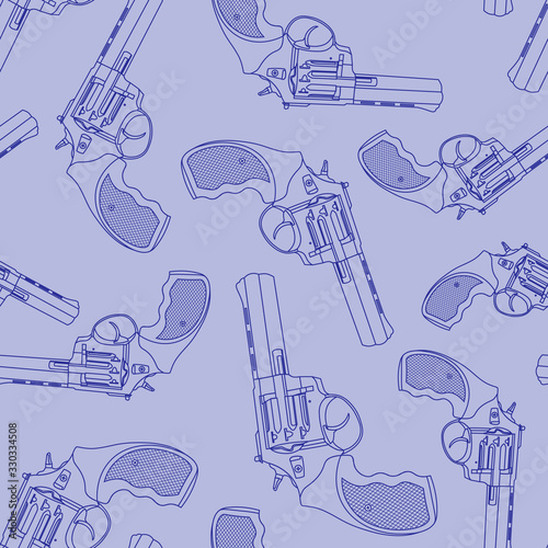 Seamless monochrome blue pattern with contour revolvers