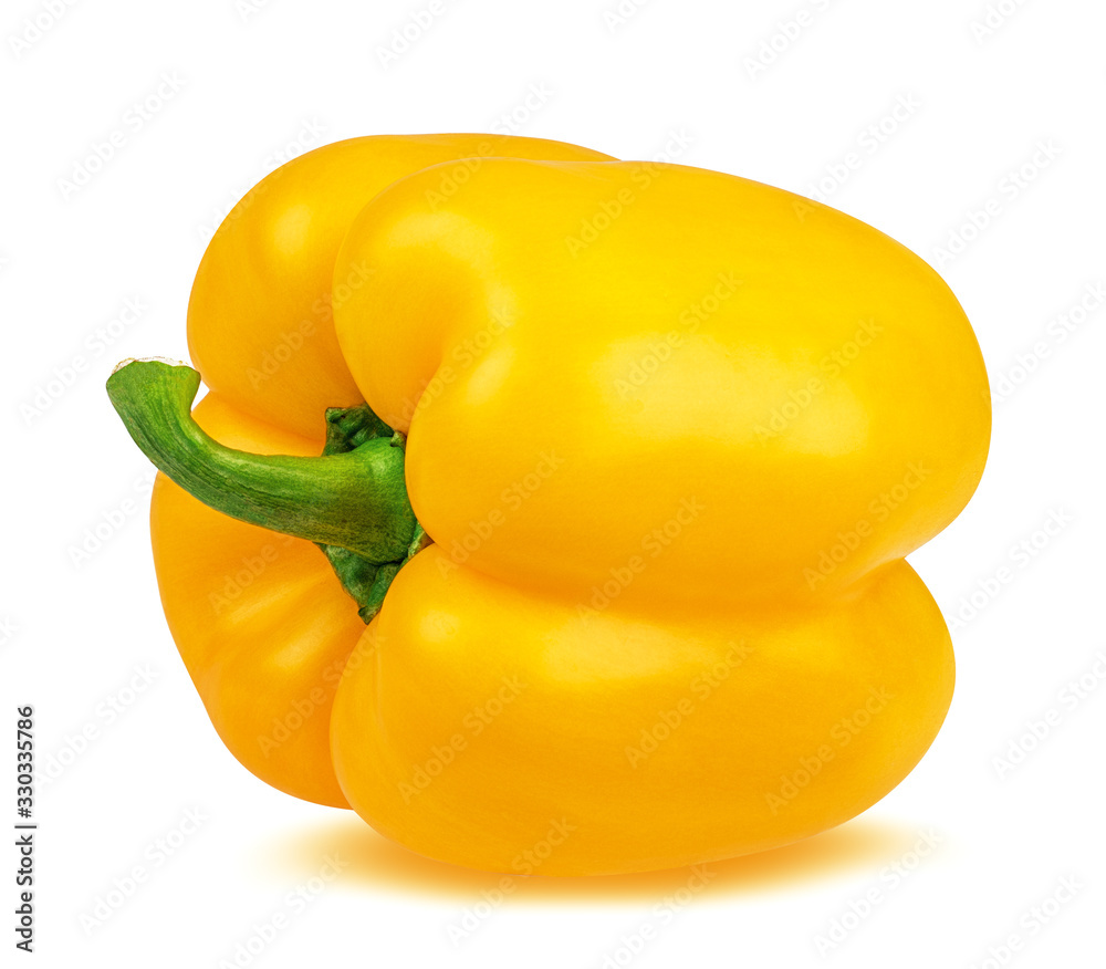 Fresh sweet yellow pepper bell isolated on white background with clipping path Fresh sweet yellow pepper bell isolated on white background with clipping path