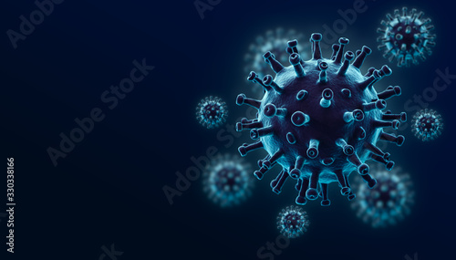 Coronavirus corona virus COVID-19 microscop backgraund. China covid epidemic nCoV (2019-nCoV) 