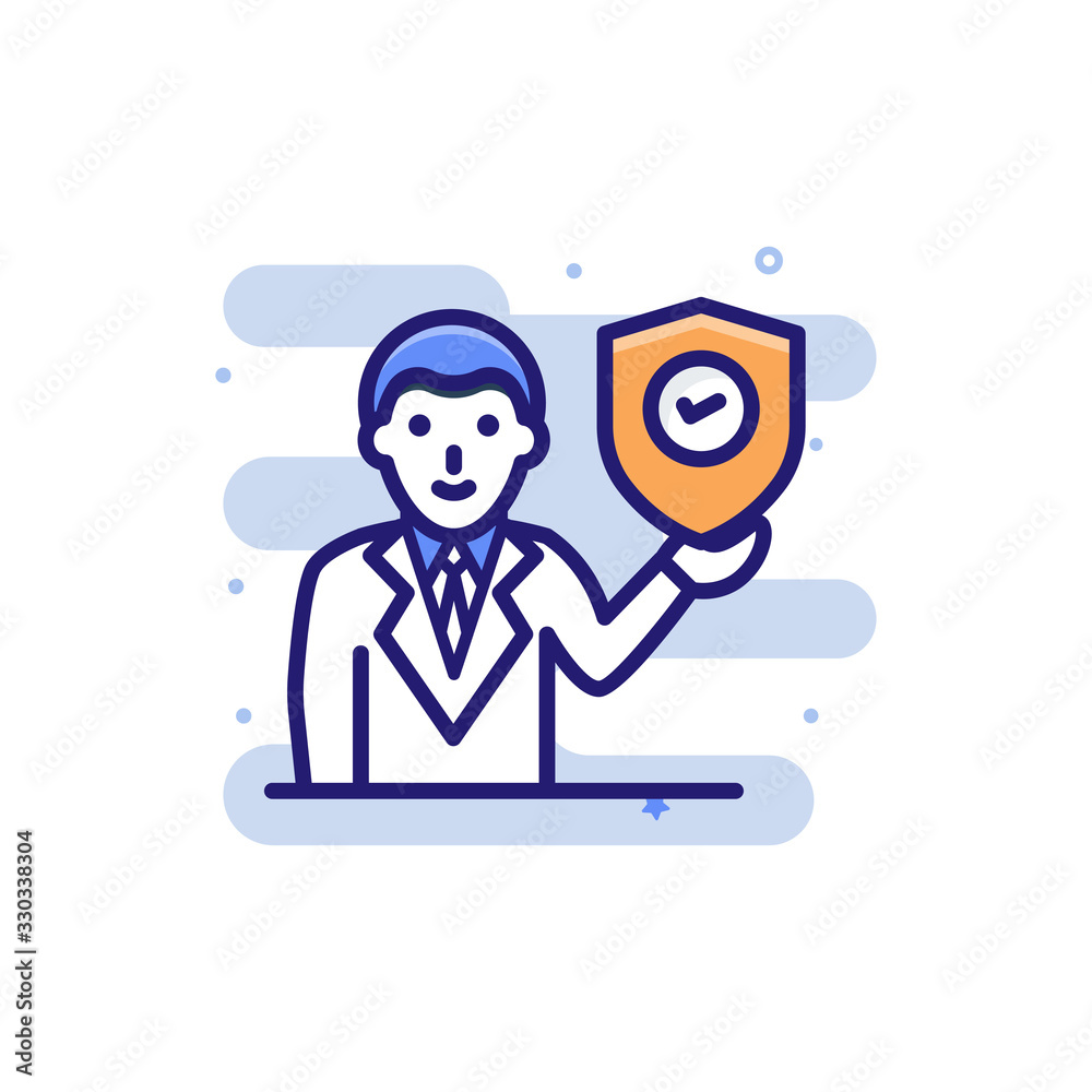 Business Insurance icon Filled Outline Vector Illustration.