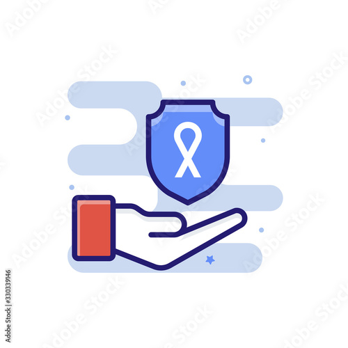 Cancer Insurance icon Filled Outline Vector Illustration.