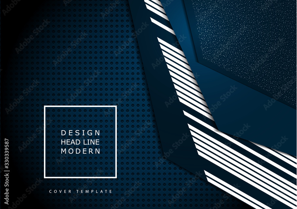 Bright abstract technical composition, geometric shapes, overlap, stripes, dots, perforated dark background. Contrasting blue and white colors. Modern template for your corporate design. Bright abstract technical composition, geometric shapes, overlap, stripes, dots, perforated dark background. Contrasting blue and white colors. Modern template for your corporate design.