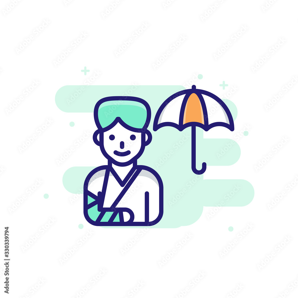 fracture Insurance icon Filled Outline Vector Illustration. fracture Insurance icon Filled Outline Vector Illustration.