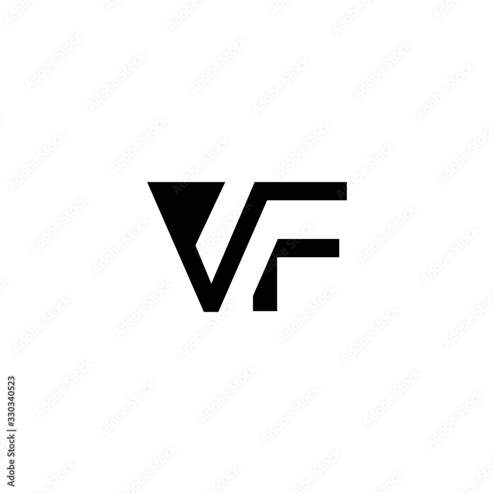 Geometric VF Letter Initial Logo Design Vector Modern Minimalist Graphic Clean Black Simple Creative Idea Isolated Symbol Sign Concept Icon
