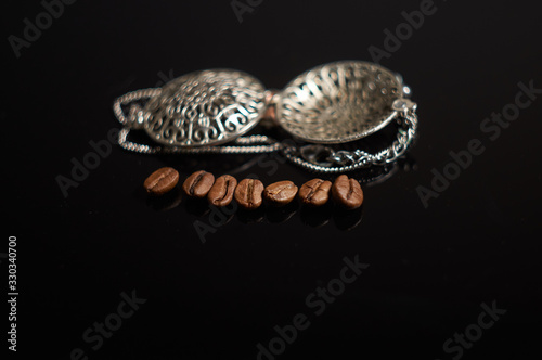 coffee seeds and pendant