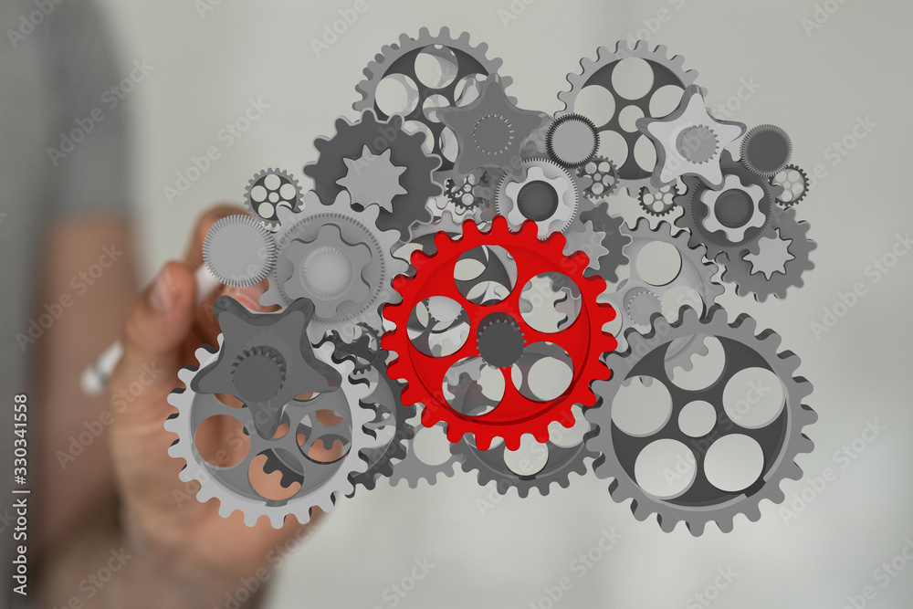 Business, Internet and technology concept. Business select gear icon on virtual screen. Business, Internet and technology concept. Business select gear icon on virtual screen.