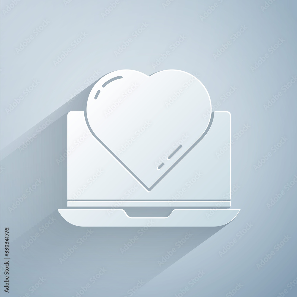 Paper cut Online dating app and chat icon isolated on grey background.  International Happy Women Day. Paper art style. Vector Illustration Stock  Vector | Adobe Stock