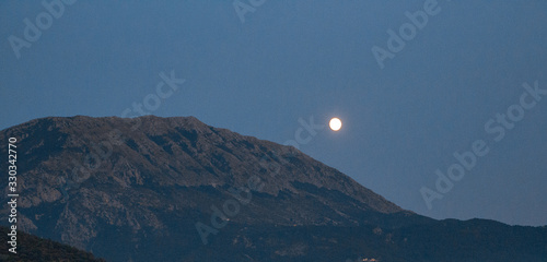 mountains and moon