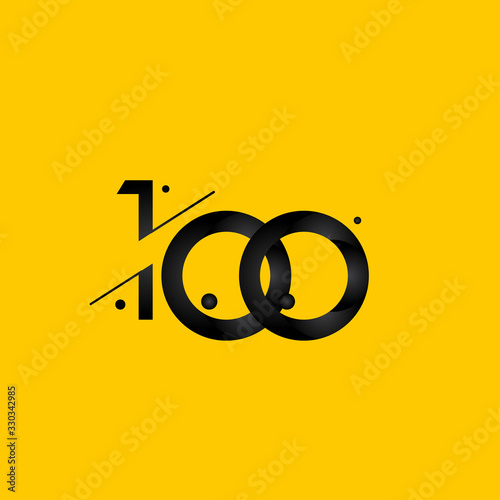 100 Years Anniversary Celebration Gradient Yellow Number Vector Template Design Illustration