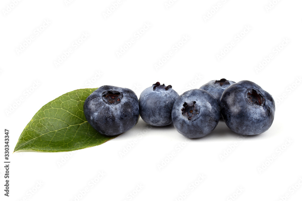 Blueberries and leaf Blueberries and leaf