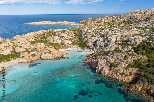 aerial view of a beautiful beach in sardinia  cala napoletana