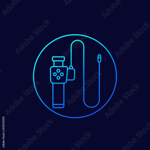 endoscope, colonoscopy vector line icon