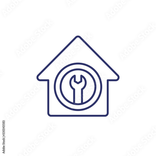 house maintenance service line icon