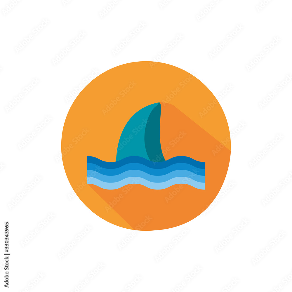 shark fin sea animal block style icon