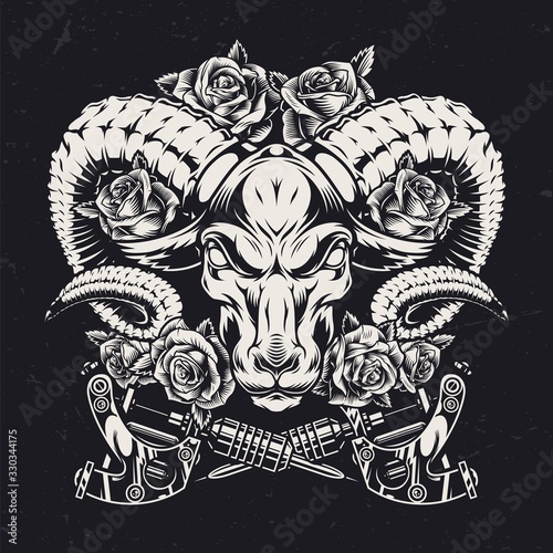Cruel ram head vintage template
