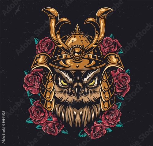Vintage animal warrior tattoo colorful concept