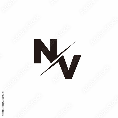 Logo Monogram Slash concept with Modern designs template letter NV