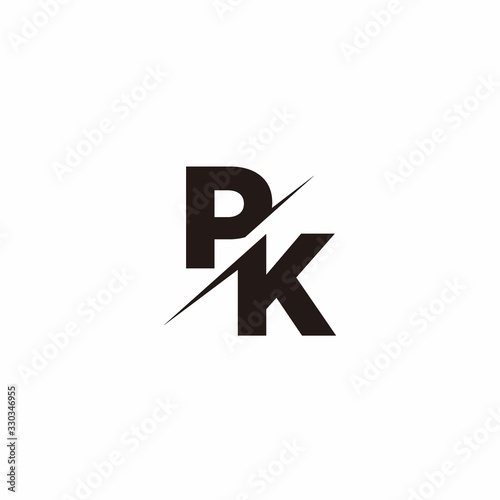 Logo Monogram Slash concept with Modern designs template letter PK photo