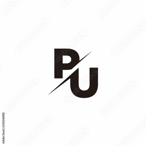 Logo Monogram Slash concept with Modern designs template letter PU