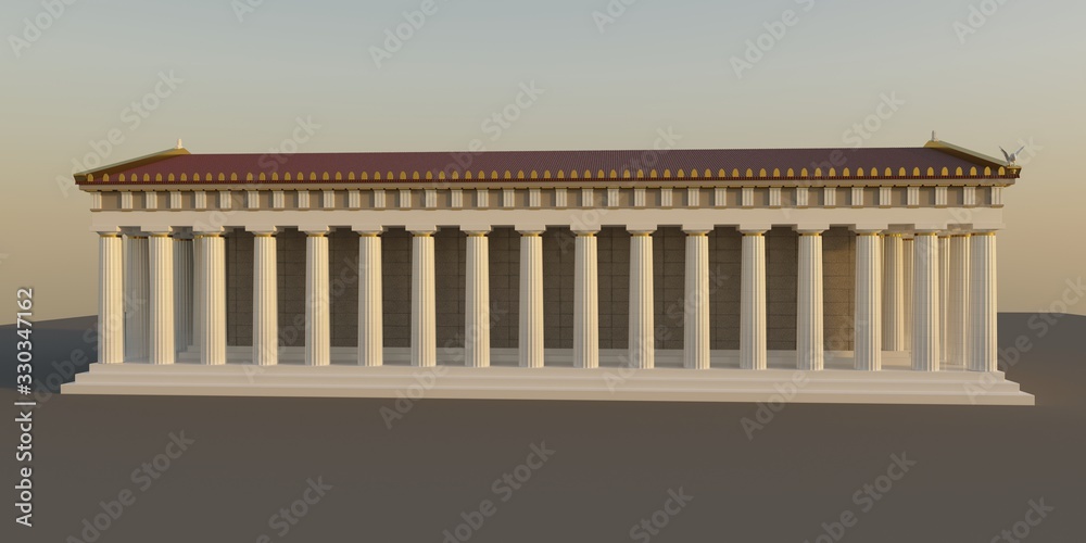 Obraz premium Parthenon, ancient greek temple, visualization, 3D illustration