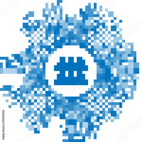 Blue line Jurors icon isolated on white background. Abstract circle random dots. Vector Illustration