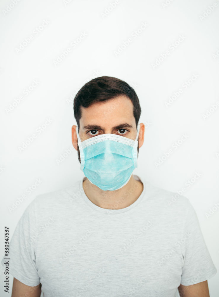 Man wearing a face mask against coronavirus