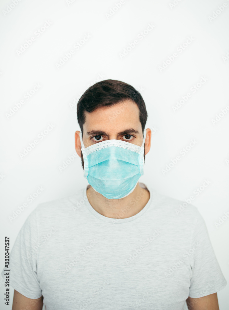 Man wearing a face mask against coronavirus Man wearing a face mask against coronavirus