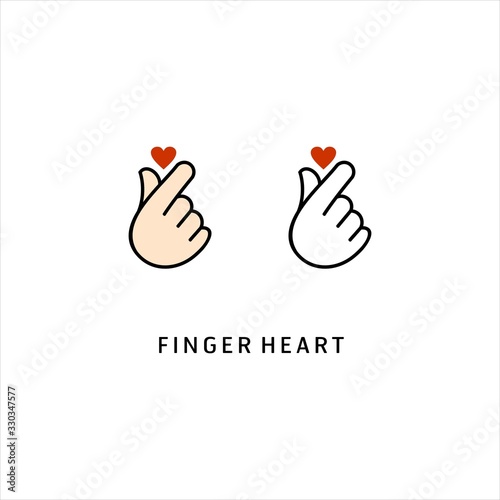 korean finger love heart logo design , hand love icon