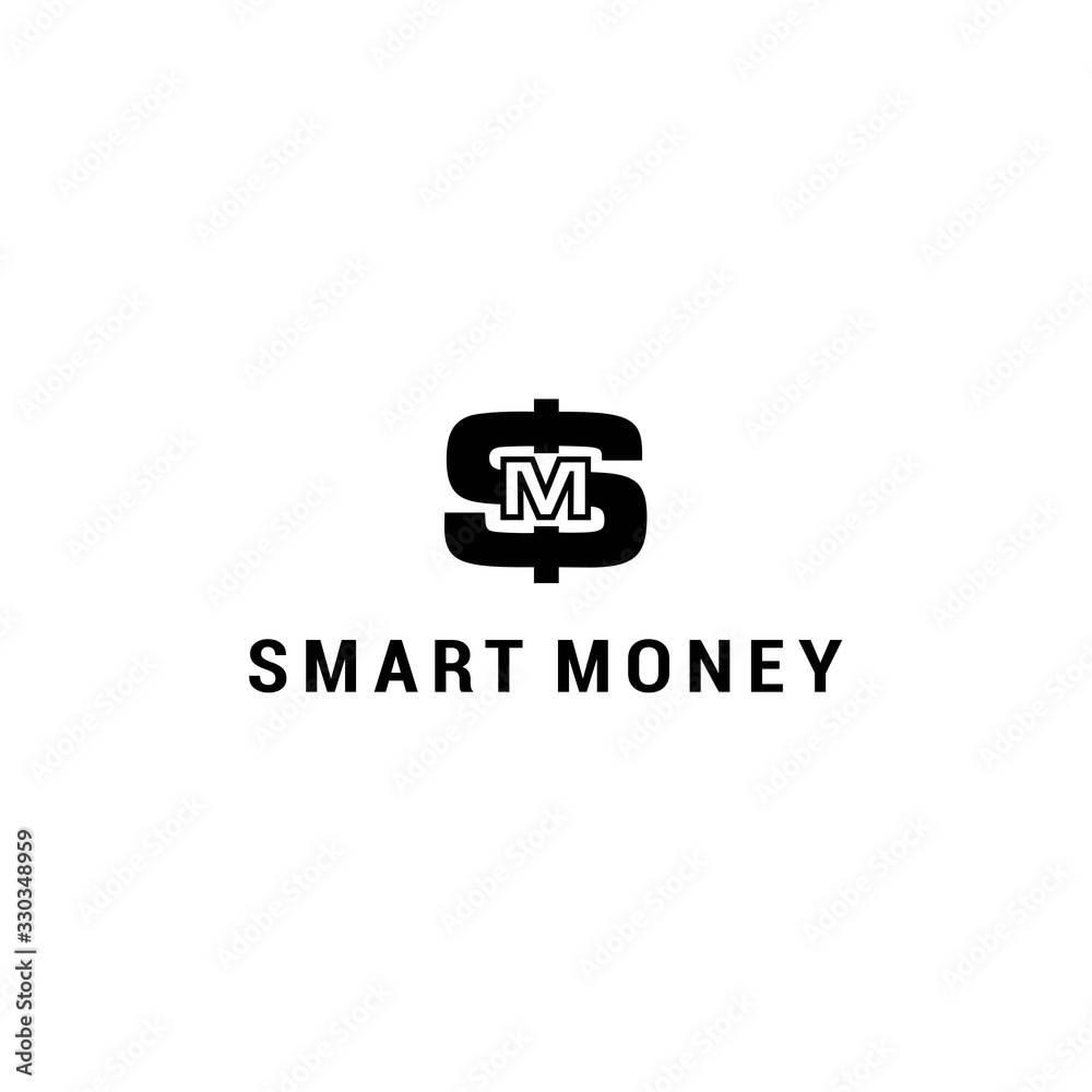 smart money logo design with initial sm letter logo design vector image 