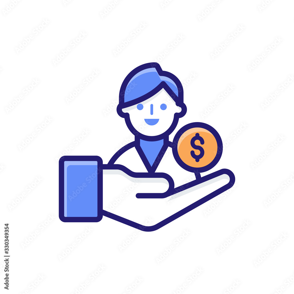 Employee Wages Insurance icon Flat Vector Illustration.