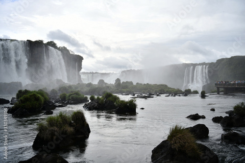 raging waterfall and mountain river in the jungle