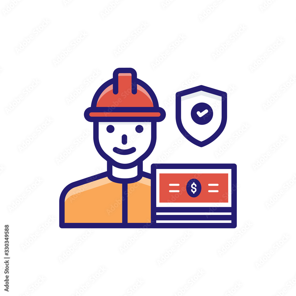 Worker Insurance icon Flat Vector Illustration.