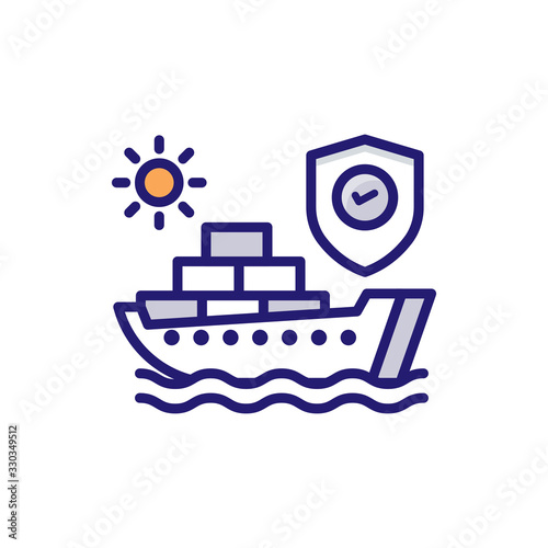 Voyage Insurance icon Flat Vector Illustration.