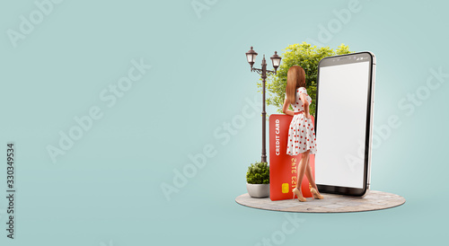 Unusual 3d illustration smart phone application
