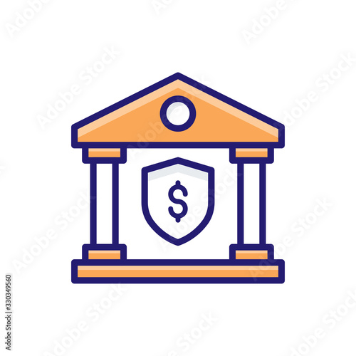 Bank Security Insurance icon Flat Vector Illustration.