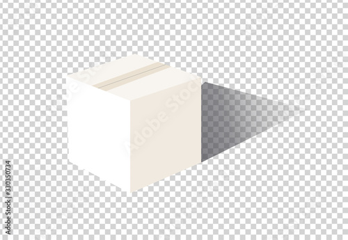 One continuous line Carton package box vector line icon isolated on white background delivery box. White cardboard box. Vector illustration
