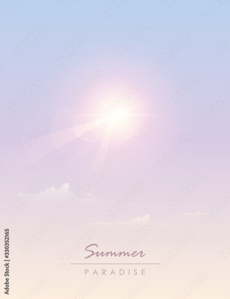 Fototapeta premium bright summer sky background with sun light vector illustration EPS10