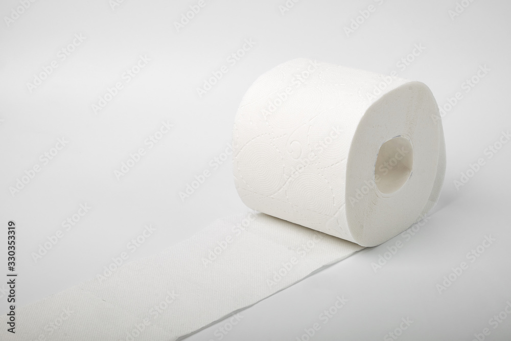 Fototapeta premium toilet paper close up isolated on white background