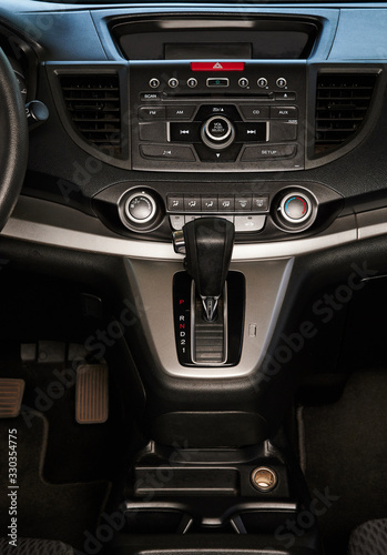 Car front panel with automatic gearstick