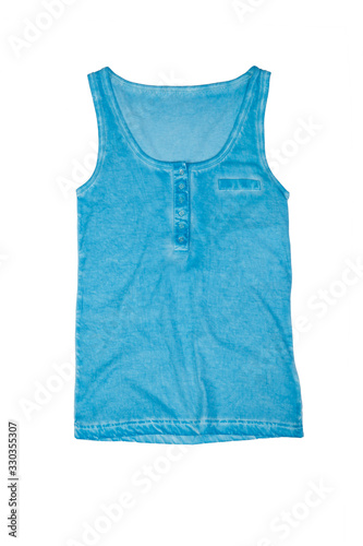 Women's summer blue t shirt isolated on white background © mstudio