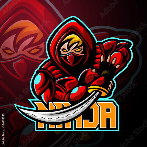 Ninja mascot sport esport logo design