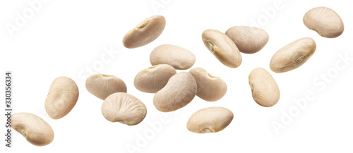 Falling beans collection isolated on white background photo