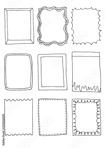 Set of hand drawn doodle frames.