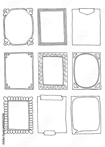 doodle frames set. Collection of hand drawn frames.